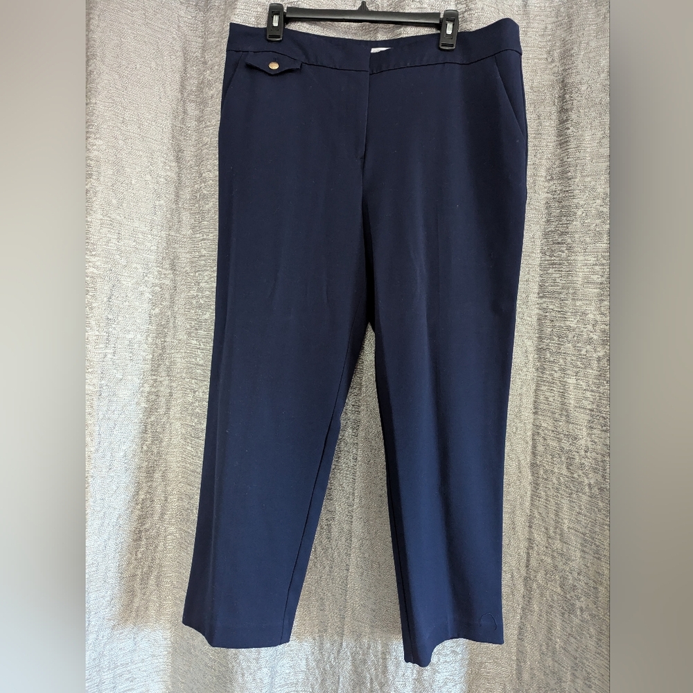 LOFT Curvy Button Pocket Riviera Slim Pants In Bi-stretch Deep Space Blue